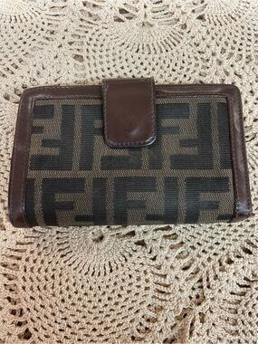 Fendi Brown Zucca Canvas Compact Wallet with kisslock